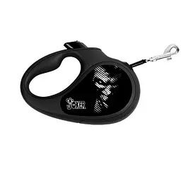 Повідець-рулетка для собак Waudog R-leash малюнок Джокер Чорний M до 25 кг 5 м світловідбиваюча стрічка