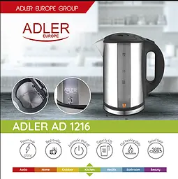 Чайник металевий 1,7 л Adler AD 1216 - мініатюра 5