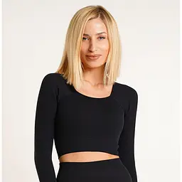 Кроп-топ лонгслів у рубчик CROP TOP RIB one size 18861 чорний