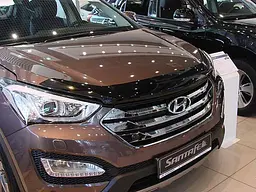 Дефлектор капоту мухобійка для Hyundai Santa Fe 12-, темний