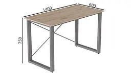 Письмовий стіл Ferrum-decor Драйв 750x1400x600 Сірий метал ДСП Дуб Сан-Марино 16 мм (FRD-103137) - мініатюра 6