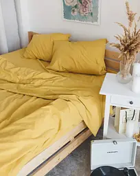 Постільна білизна двоспальне Dushka Home Варена бавовна 21044 180х215 см жовта - мініатюра 7