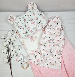 Набір дитячий в коляску/ліжечко a.l.babybox Зайчики на гойдалці з простирадлом (25807586)