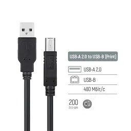 Кабель для принтера USB 2.0 AM/BM 2.0m black ColorWay (CW-CBUB072-BK) - мініатюра 6