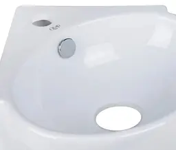 Комплект Qtap Leo N: Раковина підвісна кутова овальна 380x360x130 мм WHITE + Донний клапан PU02O (QT11115010WN47331) - мініатюра 4