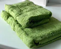 Набір турецьких бамбукових махрових рушників Zeron 50х90+70х140 Bamboo Agaс Desen зелений 2