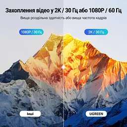 Карта відеозахоплення UGREEN CM726 з HDMI на USB-A/USB-C 3.0 захоплення 2K 30 Гц або 1080p 60 Гц з наскрізним виходом HDMI 4K 30 Гц для сигналу без захисту HDCP із захопленням звуку для OBS Studio формати YUY2 і MJPEG алюмінієвий корпус космічний сірий (25773) - мініатюра 15