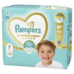 Дитячі одноразові пiдгузники Pampers Premium Care Giant Plus розмір 7 (15+ кг) 32 шт. - мініатюра 2