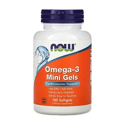 Жирні кислоти Now Foods Омега-3, Omega-3 Mini Gels, 180 м'яких таблеток (NOW-01685)