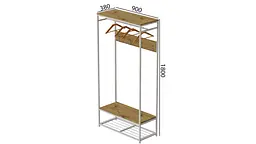 Вішалка модульна підлогова Ferrum-decor Треліс 15 180x90x38 білий ДСП Дуб Артізан 16мм (FRD-104369) - мініатюра 3