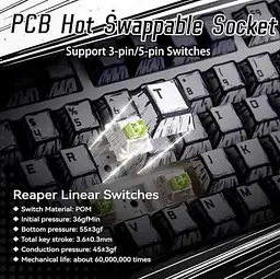Клавіатура ігрова механічна Aula Mechanical F-75 Wireless Comic Gasket Reaper Switch Hot-Swap 2.4G/Bluetooth - мініатюра 4