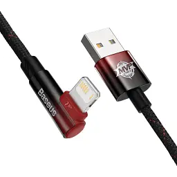 Дата кабель USB 2.0 AM to Lightning 2.0m 2.4A 90° corner black/red Baseus (CAVP000120) - мініатюра 3