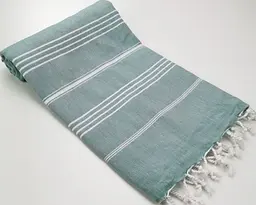 Рушник пештемаль Turkey Towel 100х180 см легкий великий для пляжу басейну бані сауни підстилка на дачу пікнік природу відпустку море полоса фісташковий - мініатюра 2