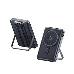 Зовнішній акумулятор Power Bank 3 в 1 на 10000 мА·год TUGII Y05W вбудовані кабелі Type-C + Lightning магніт та підставка 

 - мініатюра 3