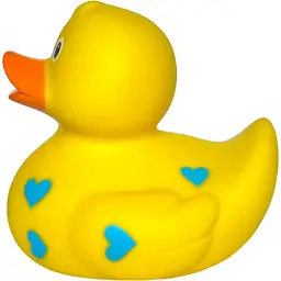 Качка FunnyDucks Жовта у блакитних сердечках (0905) - мініатюра 3