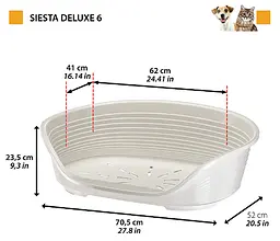 Пластиковий лежак для собак і котів Ferplast Siesta Deluxe 6 світло-сірий 70,5×52×23,5 см 70206914 - мініатюра 2