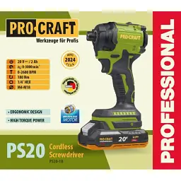 Акумуляторний гайковерт Procraft PS20 з АКБ 2Аг, безщітковий, 180 Нм, 1/4" HEX - мініатюра 2