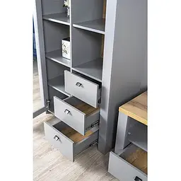 Вітрина низька Lagom Латур 1д3ш  сірий/делано світлий 89.8x41.5x135 см - мініатюра 3