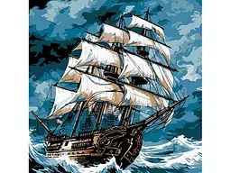 Картина за номерами на чорному фоні Морський шторм, Strateg (40х40 см)