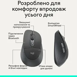 Мишка Logitech Signature Comfort Plus M850L Wireless/USB-C for Business Graphite (910-007704) - мініатюра 3