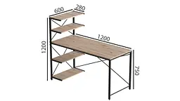 Комп'ютерний стіл Джек 75x120x60 Чорний ДСП Дуб Сан-Марино FRD-104380 - мініатюра 4