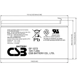 Акумулятор CSB GP1272 AGM 12V 7,2Ah - мініатюра 4