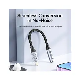 Перехідник Lightning to 3.5mm 0.1m cotton braided aluminum gray Vention (BMBHA) - мініатюра 4
