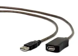 Кабель USB 2.0 AM - USB AF, 5 м, чорний, Cablexpert, активний (UAE-01-5M)