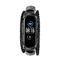 Ремінець вінтажний Carprie для фітнес-браслета Xiaomi Mi Band 5 і 6 Type D Black black - мініатюра 3