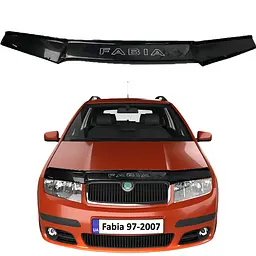 Дефлектор капота мухобійка Skoda Fabia I 2000-2007 Євро Кріплення Voron Glass
