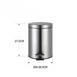 Відро для сміття з плавним закриттям кругле Zerix Solo-TC0205 SS Color 5л нержавіюча сталь ZX5888, Нержавіюча сталь - мініатюра 2