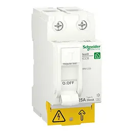 Пристрій захисного відключення Schneider 2P 25A 30мA тип AC Resi9 ( R9R51225 )