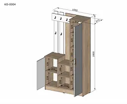 Передпокій Moreli Корнелія FKO-0004 1002x1800x372 мм Дуб Гранж Пісочний/Зелений Димчастий - мініатюра 3