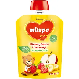 Фруктовое пюре Milupa Pouch Яблоко банан и клубника 80 г