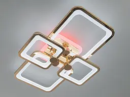 Люстра стельова LED Diasha 8208/4G, 76W, 3200K/4100K/6500K, золото, сучасний стиль для дому - мініатюра 2