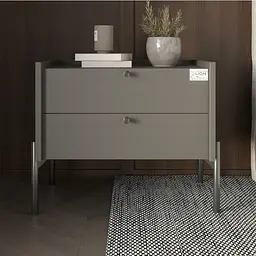 Тумба приліжкова LION Wood з двома шухлядами Антрацит (чорні ножки) (LION-041335) ТОП - мініатюра 2