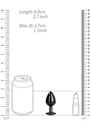 Анальна пробка Ouch! Heart Gem Butt Plug Small, 6.9 см (чорний) - мініатюра 6