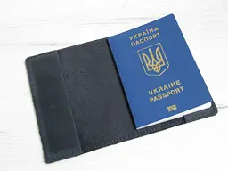 Шкіряна обкладинка для паспорта GS синя (об 001 син) 140