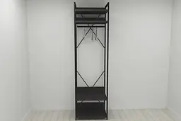 Шафа Гардероб Уні секція 2 серії Конект Ferrum-decor 220x60x50см Чорний метал ДСП Венге Магія 32 мм (FRD-104536)
