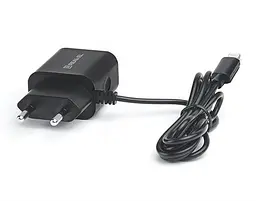 Мережевий зарядний пристрій REAL-EL CH-217 (2USB, 2.1A) Чорний + кабель Lightning
