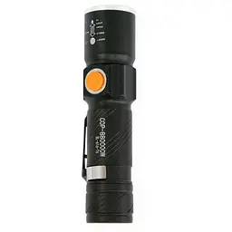 Ліхтарик X-Balog ручний акумуляторний чорний, світлодіодний, з USB зарядкою та Zoom-фокусом