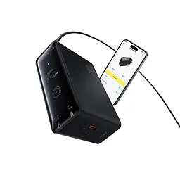 Сітчастий зарядний пристрій Baseus Baseus Digital GaN Intelligent Desktop Fast Charger 3C+U+DC 240W EU Cluster чорний - мініатюра 3