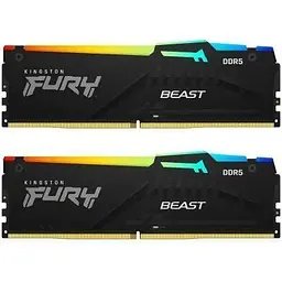 Модуль пам'яті для комп'ютера DDR5 32GB (2x16GB) 6000 MHz Beast RGB Kingston Fury (ex.HyperX) (KF560C36BBE2AK2-32)