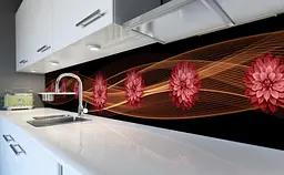 Вініловий кухонний фартух Вогненні Жоржини наклейка ПВХ квіти Абстракція Коричневий Happy Pocket Z181771