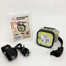 Налобний ліхтар 826X-XPE+8COB білий, червоний велокріплення USB Type-C 1×18650 Чорний - мініатюра 7