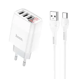 Зарядний пристрій Hoco C93A 3 USB-порти з екраном набір із кабелем Type-C