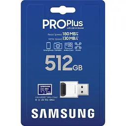 Карта пам'яті Samsung microSDXC PRO Plus 512GB Class 10 UHS-I U3 V30 A2 + USB Reader (MB-MD512SB/WW) [134223] - мініатюра 6