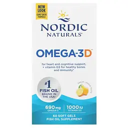 Жирні кислоти Nordic Naturals Omega-3D, 60 капсул - Лимон - мініатюра 2