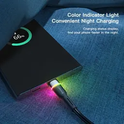 Дата кабель USB 2.0 AM to USB-C 1.0m 3A LED black Essager (EXCT-XCD01) - мініатюра 5