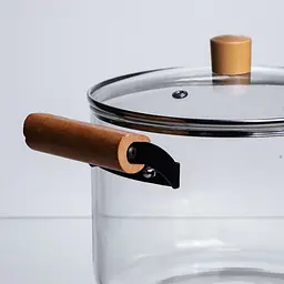 Скляна каструля Yiwu 4.5 л з кришкою діаметр 20 см посуд з боросилікатного скла для готування варіння страв кухонний прозорий HP-34-109 - мініатюра 3